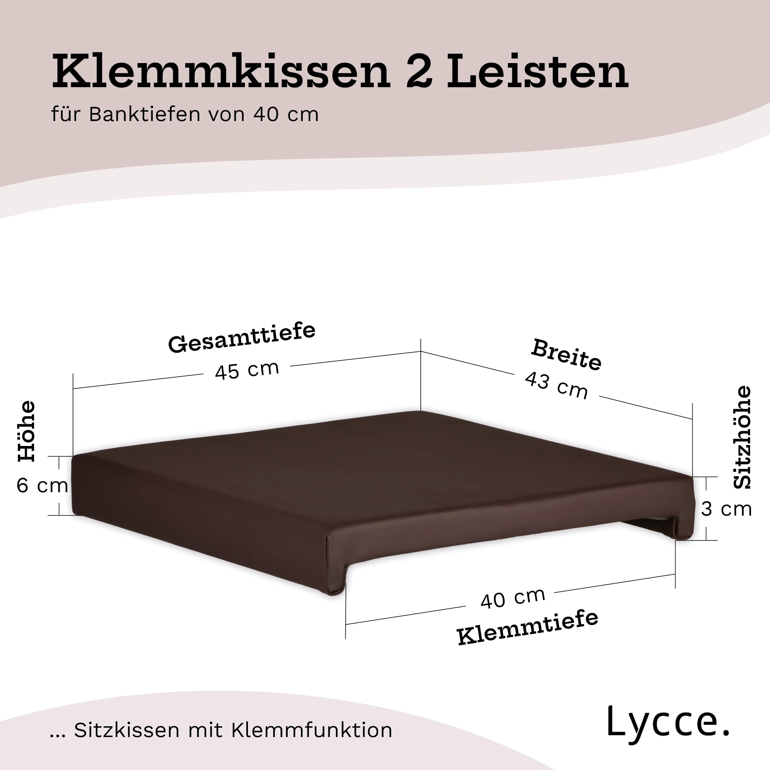 lycce-bankauflage-klemmkissen-2-leisten-kunstleder-braun-40-cm image 2